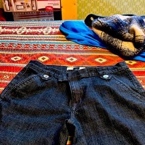 Size 12 bell bottom, blue jeans, great shape hardly ever been worn